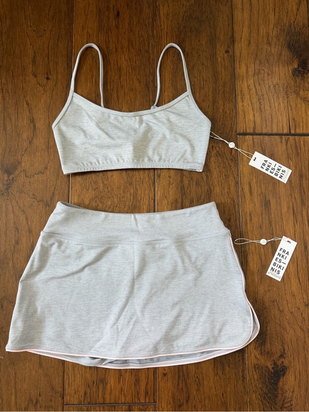 Frankie's Bikinis Light Gray Athletic Skort Set